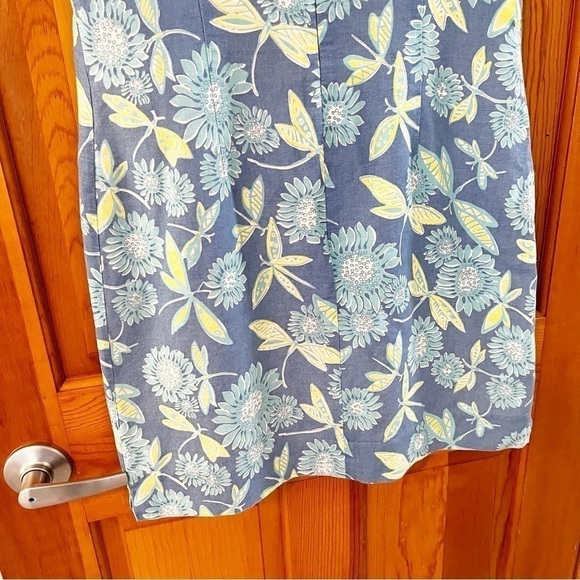 Lilly Pulitzer Dragonfly Sheath Dress Sz 8 Linen Cotton Sleeveless Blue Green - Picture 7 of 7